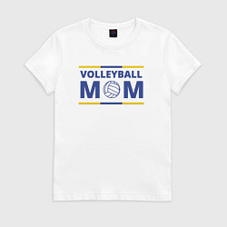 Футболка хлопковая женская Волейбольная мама, цвет: белый
