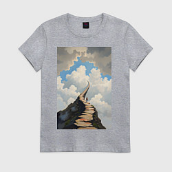 Футболка хлопковая женская Дорога в небо, цвет: меланж