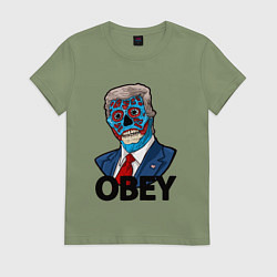 Футболка хлопковая женская Trump obey, цвет: авокадо