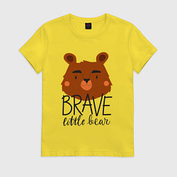 Футболка хлопковая женская Храбрый маленький мишка, цвет: желтый
