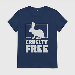 Футболка хлопковая женская Нет жестокости, цвет: тёмно-синий