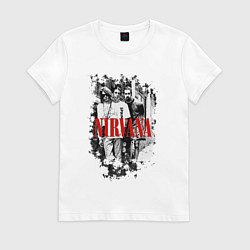 Футболка хлопковая женская Nirvana grunge band, цвет: белый