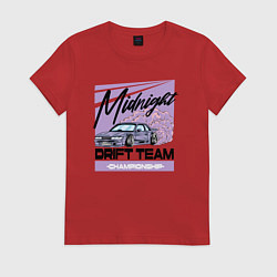 Футболка хлопковая женская Midnight drifting, цвет: красный