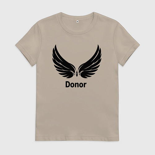 Женская футболка Донор с крыльями / Миндальный – фото 1