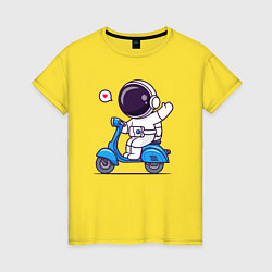 Футболка хлопковая женская Moto spaceman, цвет: желтый