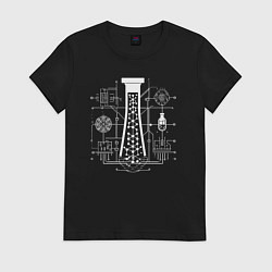 Футболка хлопковая женская Технологическая лаборатория фармацевта, цвет: черный