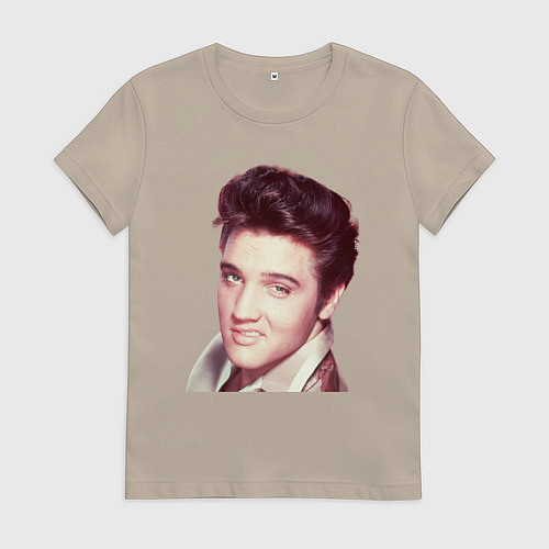 Женская футболка Портрет короля рок-н-рола Элвиса Пресли / Миндальный – фото 1