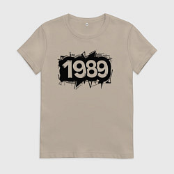 Футболка хлопковая женская Граффити 1989, цвет: миндальный