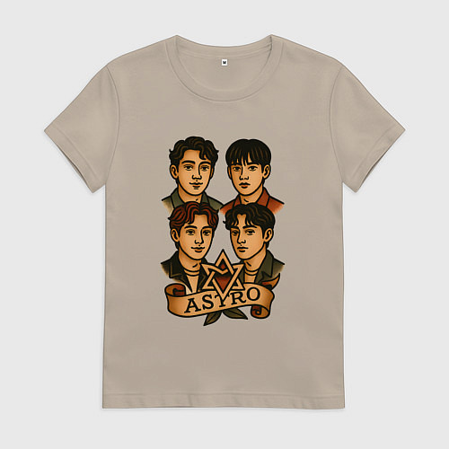 Женская футболка Astro в стиле тату / Миндальный – фото 1