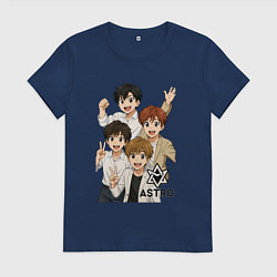Футболка хлопковая женская Astro аниме стиль, цвет: тёмно-синий