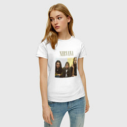 Футболка хлопковая женская Nirvana band foto, цвет: белый — фото 2
