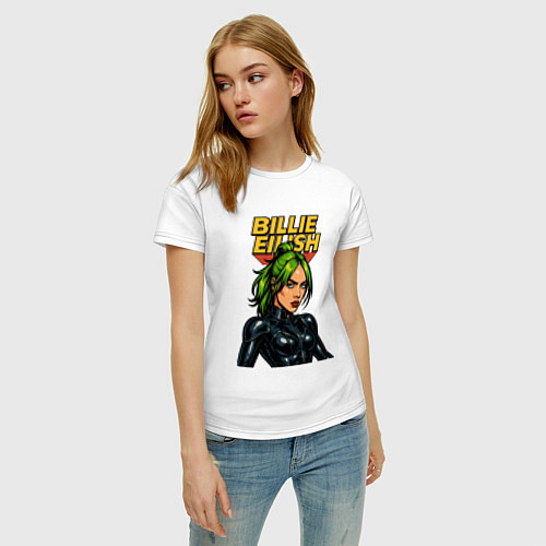 Женская футболка Билли Айлиш в стиле комикса / Белый – фото 3