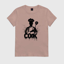 Футболка хлопковая женская Шеф-повар с лопаткой, цвет: пыльно-розовый