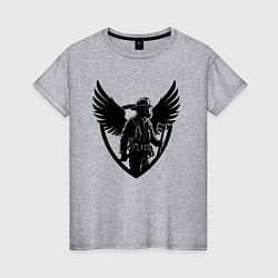 Футболка хлопковая женская Огненный страж с крыльями, цвет: меланж
