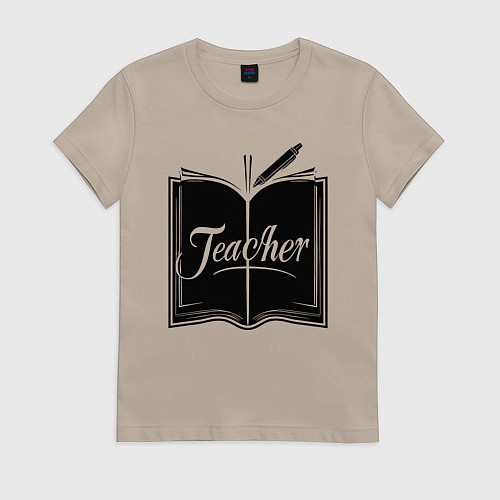 Женская футболка Учитель книга и ручкой / Миндальный – фото 1
