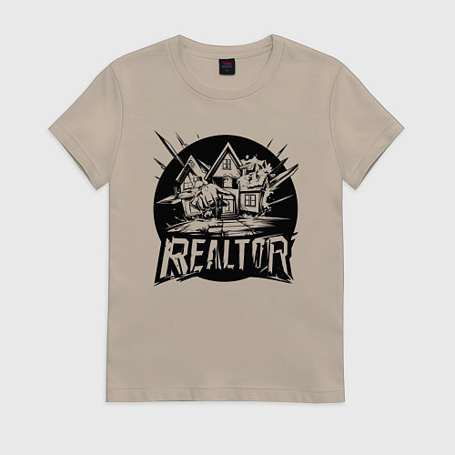 Женская футболка Риелтор дом / Миндальный – фото 1