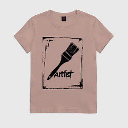 Футболка хлопковая женская Кисть художника, цвет: пыльно-розовый