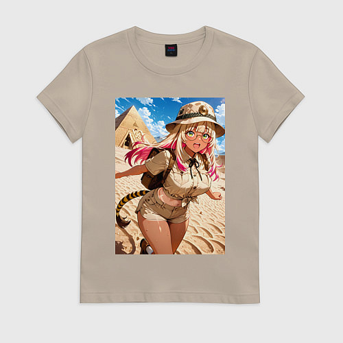 Женская футболка Девушка-археолог исследователь пирамид / Миндальный – фото 1