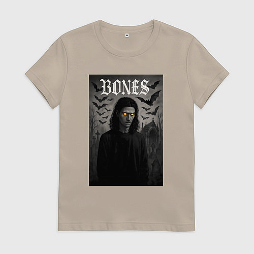 Женская футболка Bones с желтыми горящими глазами / Миндальный – фото 1