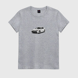 Футболка хлопковая женская Toyota camry white, цвет: меланж