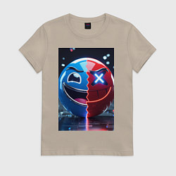 Футболка хлопковая женская Смайлик твоего переменного настроения, цвет: миндальный