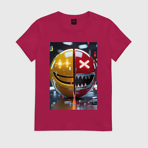 Женская футболка Смайлик твоего переменного настроения / Маджента – фото 1