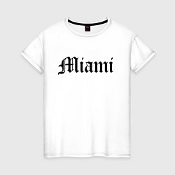 Футболка хлопковая женская Miami - USA, цвет: белый