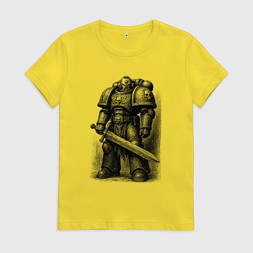 Женская футболка Космический десантник с мечом / Желтый – фото 1