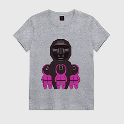 Футболка хлопковая женская Персонажи сериала игра в кальмара, цвет: меланж