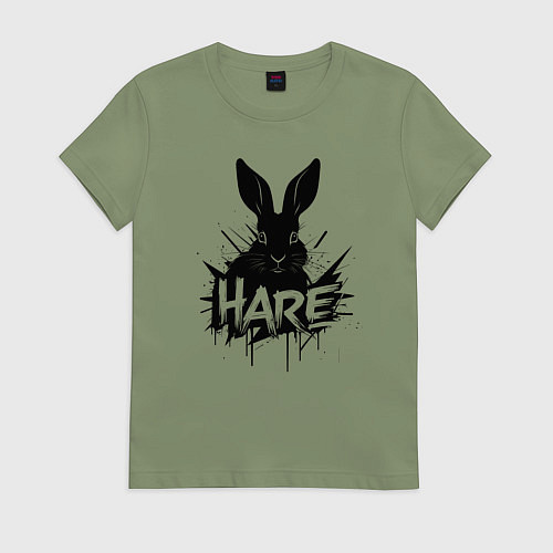 Женская футболка Черное граффити заяц / Авокадо – фото 1