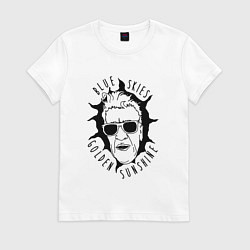 Футболка хлопковая женская Blue Skies Golden Sunshine, цвет: белый