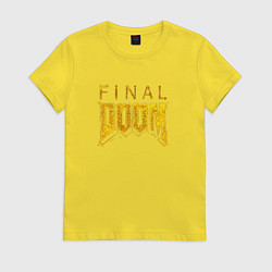 Футболка хлопковая женская Doom final gold logo, цвет: желтый