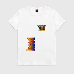Футболка хлопковая женская Doom персонаж из игры, цвет: белый