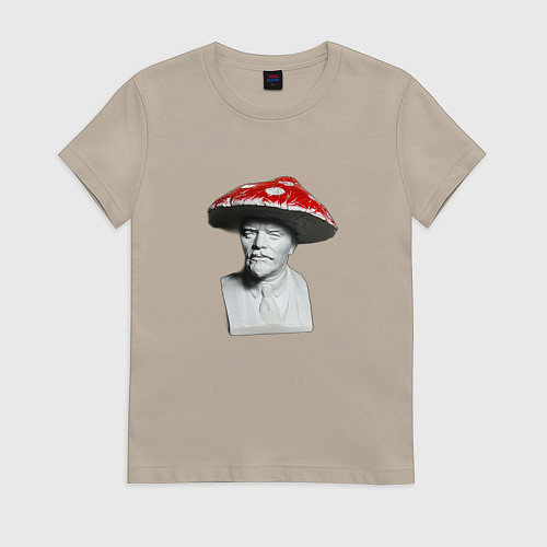 Женская футболка Ленин гриб / Миндальный – фото 1