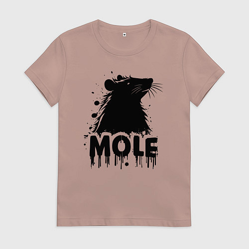 Женская футболка Крот в черных каплях / Пыльно-розовый – фото 1