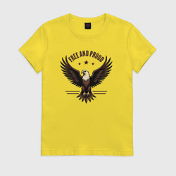 Футболка хлопковая женская Свободный и гордый орёл, цвет: желтый
