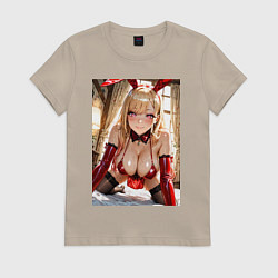 Футболка хлопковая женская Марин Китагава наряде гламурной зайки, цвет: миндальный