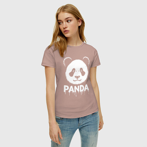 Женская футболка Панда белой краской / Пыльно-розовый – фото 3