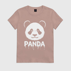 Футболка хлопковая женская Панда белой краской, цвет: пыльно-розовый