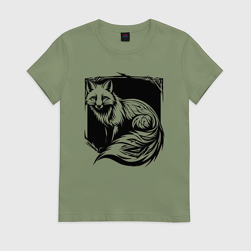 Женская футболка Песец черный орнамент / Авокадо – фото 1