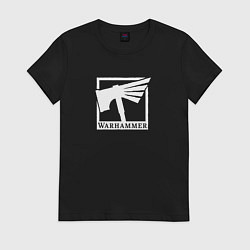 Футболка хлопковая женская Warhammer logo, цвет: черный