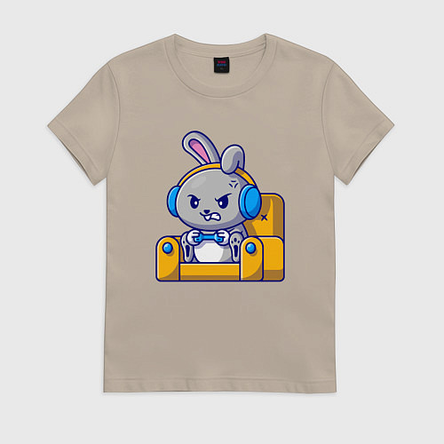 Женская футболка Кролик геймер / Миндальный – фото 1