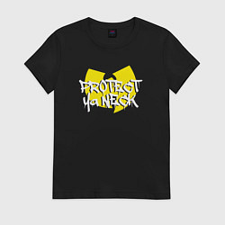 Футболка хлопковая женская Protect ya neck Wu-Tang, цвет: черный