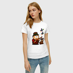 Футболка хлопковая женская Эрик Картман в игре Duck Hunt, цвет: белый — фото 2