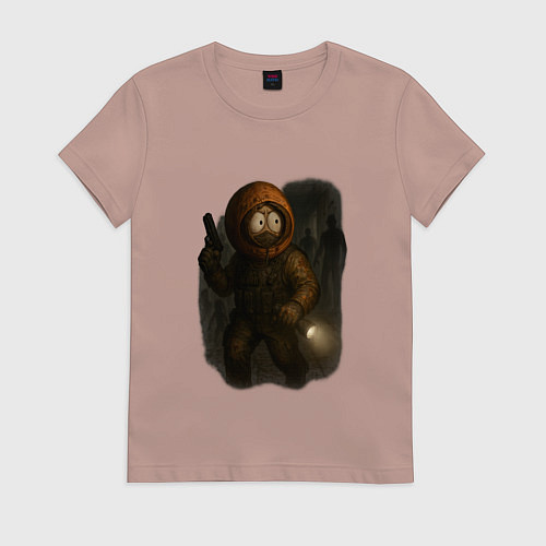 Женская футболка Кенни в стиле ужасов / Пыльно-розовый – фото 1