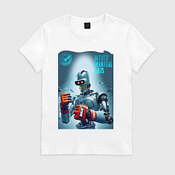 Футболка хлопковая женская Bender bending robot - mixed martial artist, цвет: белый