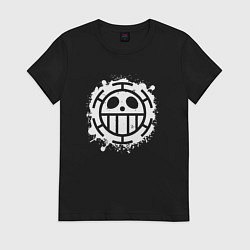 Футболка хлопковая женская Пираты сердца - лого, цвет: черный