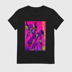 Футболка хлопковая женская Евангелион 01 - Синдзи, цвет: черный