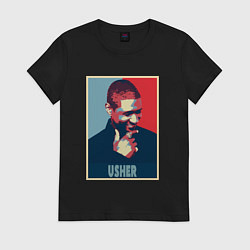 Футболка хлопковая женская Usher, цвет: черный
