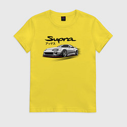Футболка хлопковая женская Toyota Supra A80, цвет: желтый